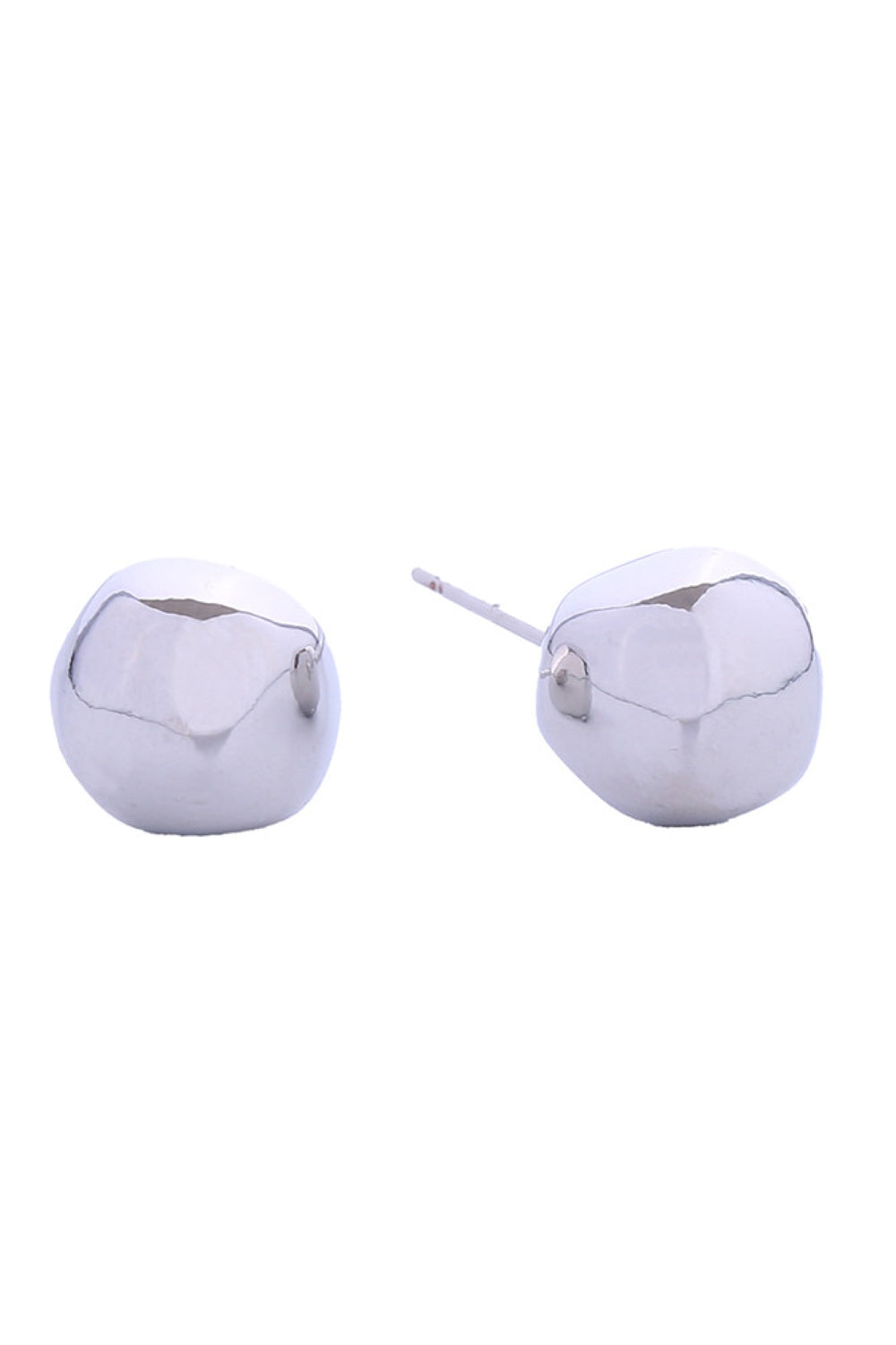 White Gold Delicate 14K gold and white gold dipped hammered ball post earrings crafted from hypoallergenic brass. Each earring measures 1cm, perfect for everyday elegance. Lead and nickel compliant for sensitive skin. Expertly made in Korea with timeless design that complements any look.