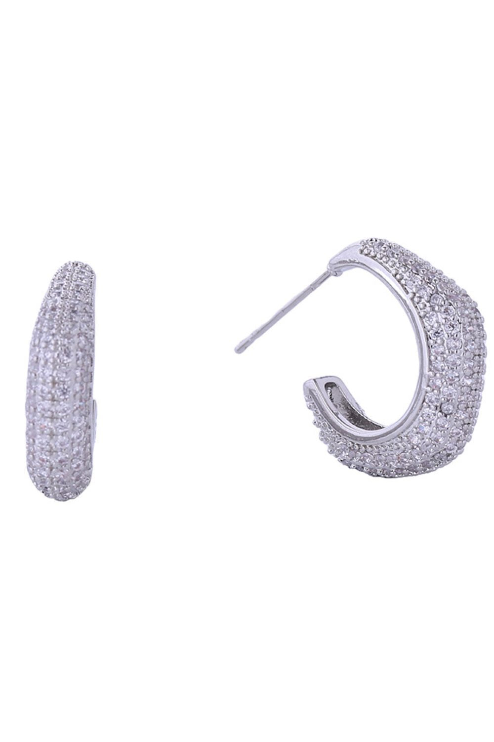 White Gold Elegant hexagon post earrings featuring sparkling cubic zirconia pavé settings. Crafted from brass with 14K gold or white gold dipping for a luxurious finish. Measuring 1.8cm, these hypoallergenic studs are perfect for sensitive ears. Lead and nickel compliant for safe, everyday wear.