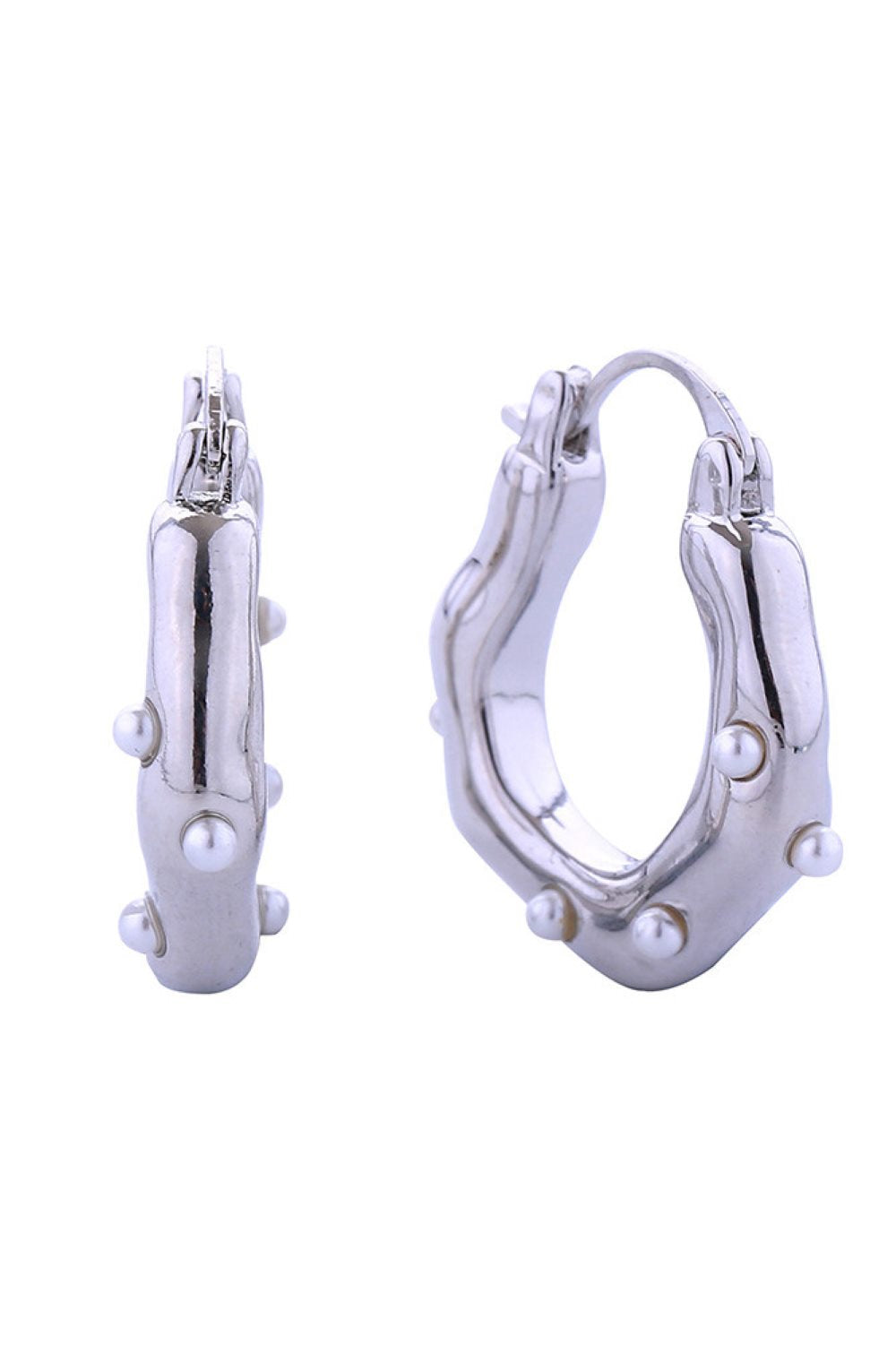 White Gold Delicate 14K gold and white dipped mini pearl pincatch earrings designed for everyday elegance. Crafted from hypoallergenic brass with lustrous pearl accents, these petite studs measure 2cm in diameter perfect for a subtle, refined look. Lead and nickel compliant for safe, comfortable wear. Ideal for sensitive ears and versatile enough to complement any style.
