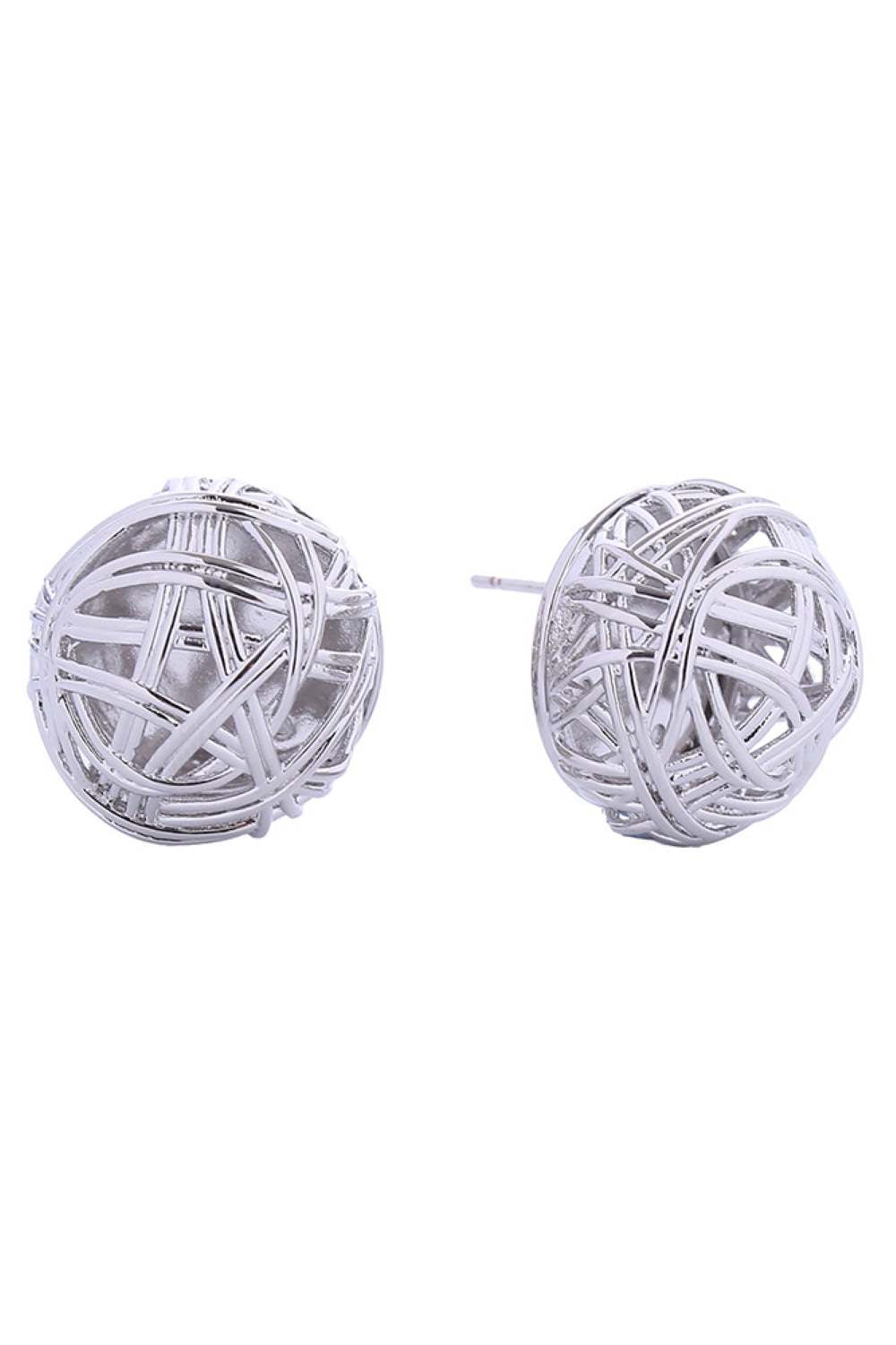 White Gold Delicate nest-inspired post earrings crafted in brass with 14K gold and white gold dipping. These hypoallergenic studs measure 1.9cm and are lead and nickel compliant, making them safe for sensitive ears. Expertly made in Korea, they're the perfect everyday accessory that combines elegance with comfort.