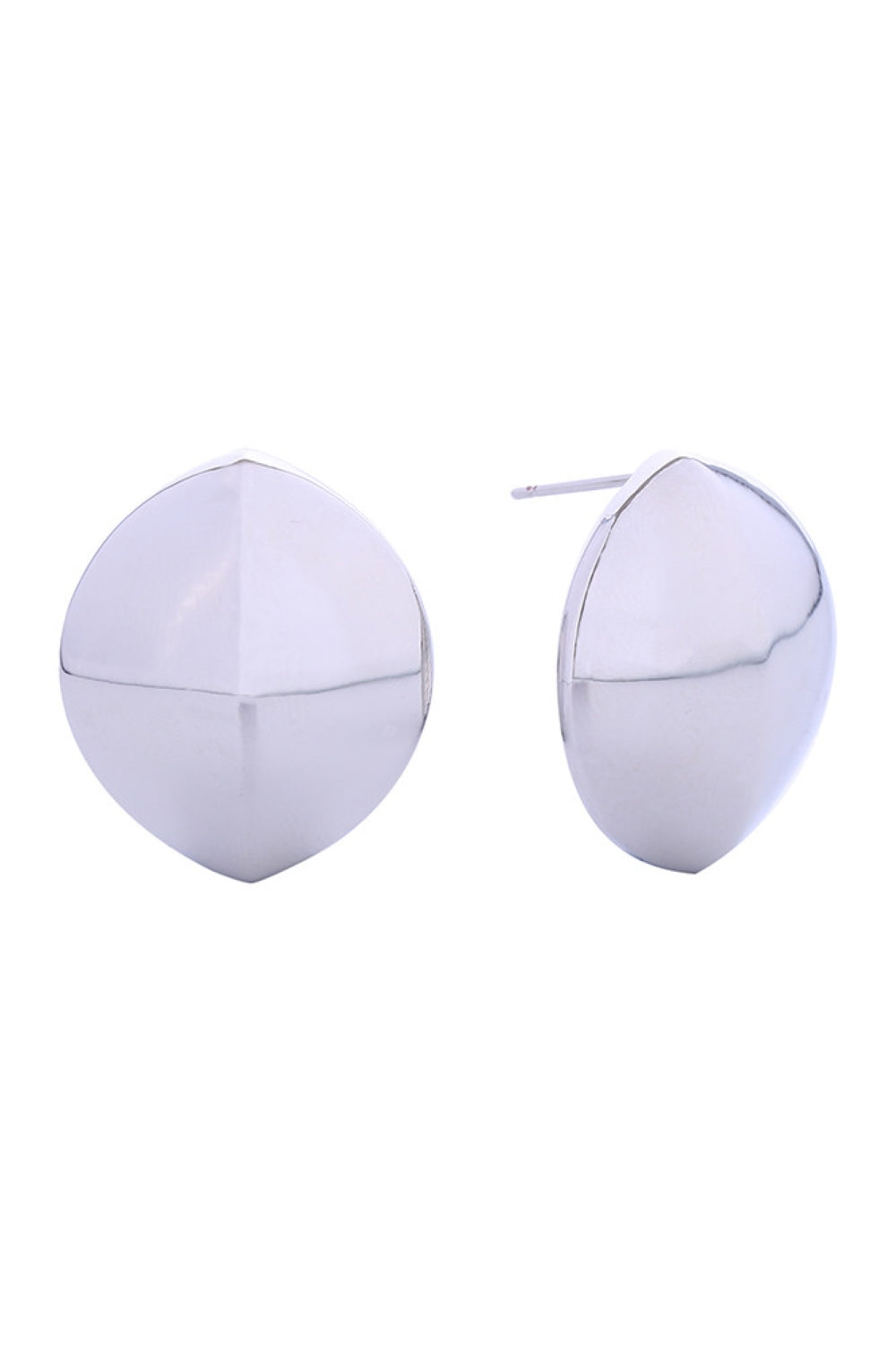 White Gold Elegant oval convex post earrings crafted in brass with 14K gold or white gold dipping. Measuring 2.3cm, these hypoallergenic studs are perfect for sensitive ears. Designed and made in Korea, they're lead and nickel compliant for safe, everyday wear. Timeless style meets comfort in this versatile pair.