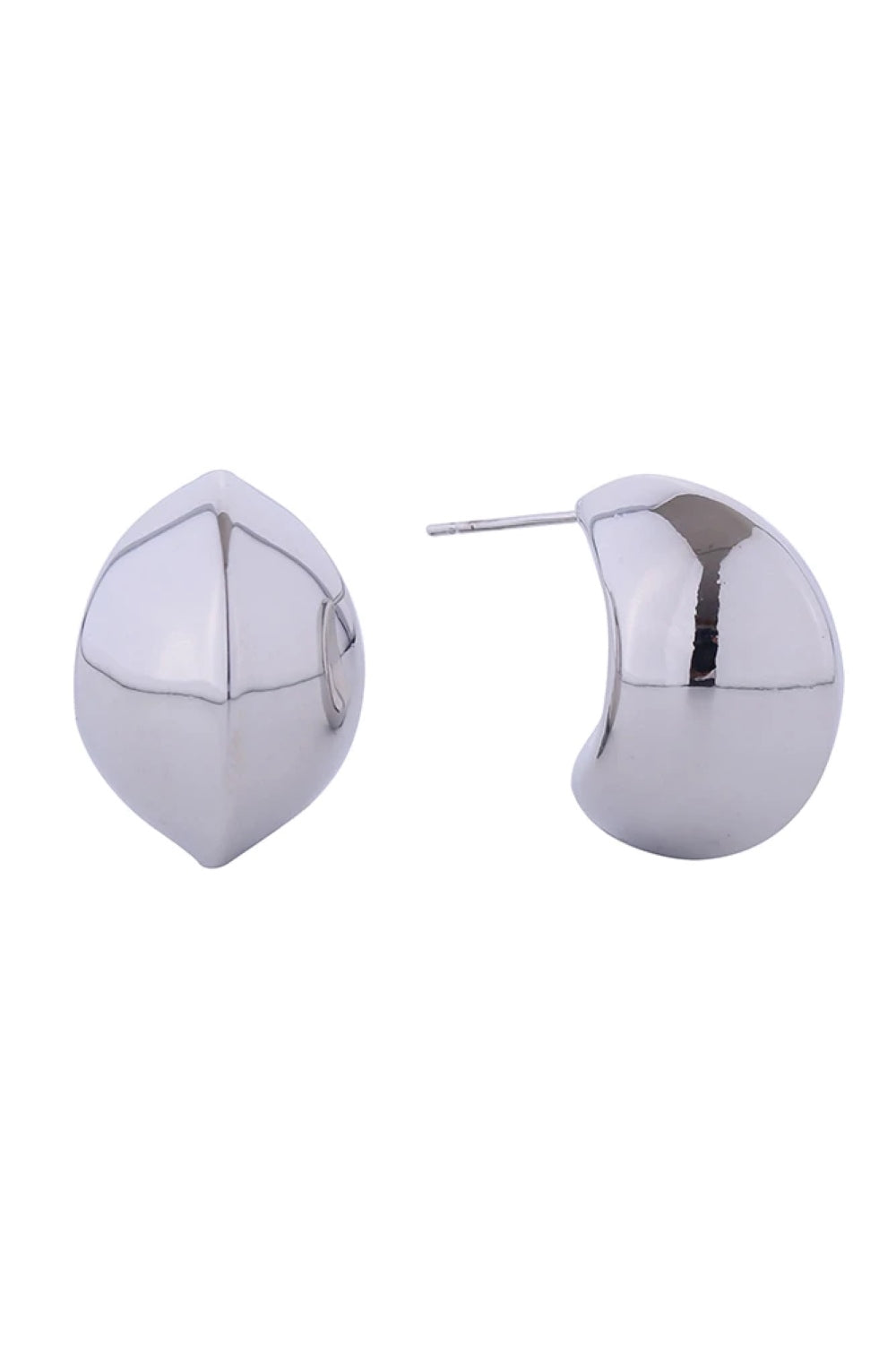 White Gold Elegant oval dome post earrings crafted in brass with 14K gold or white gold dipping. Measuring 2.4cm in diameter, these hypoallergenic studs offer a timeless, polished look perfect for everyday wear or special occasions. Lead and nickel compliant for sensitive skin.