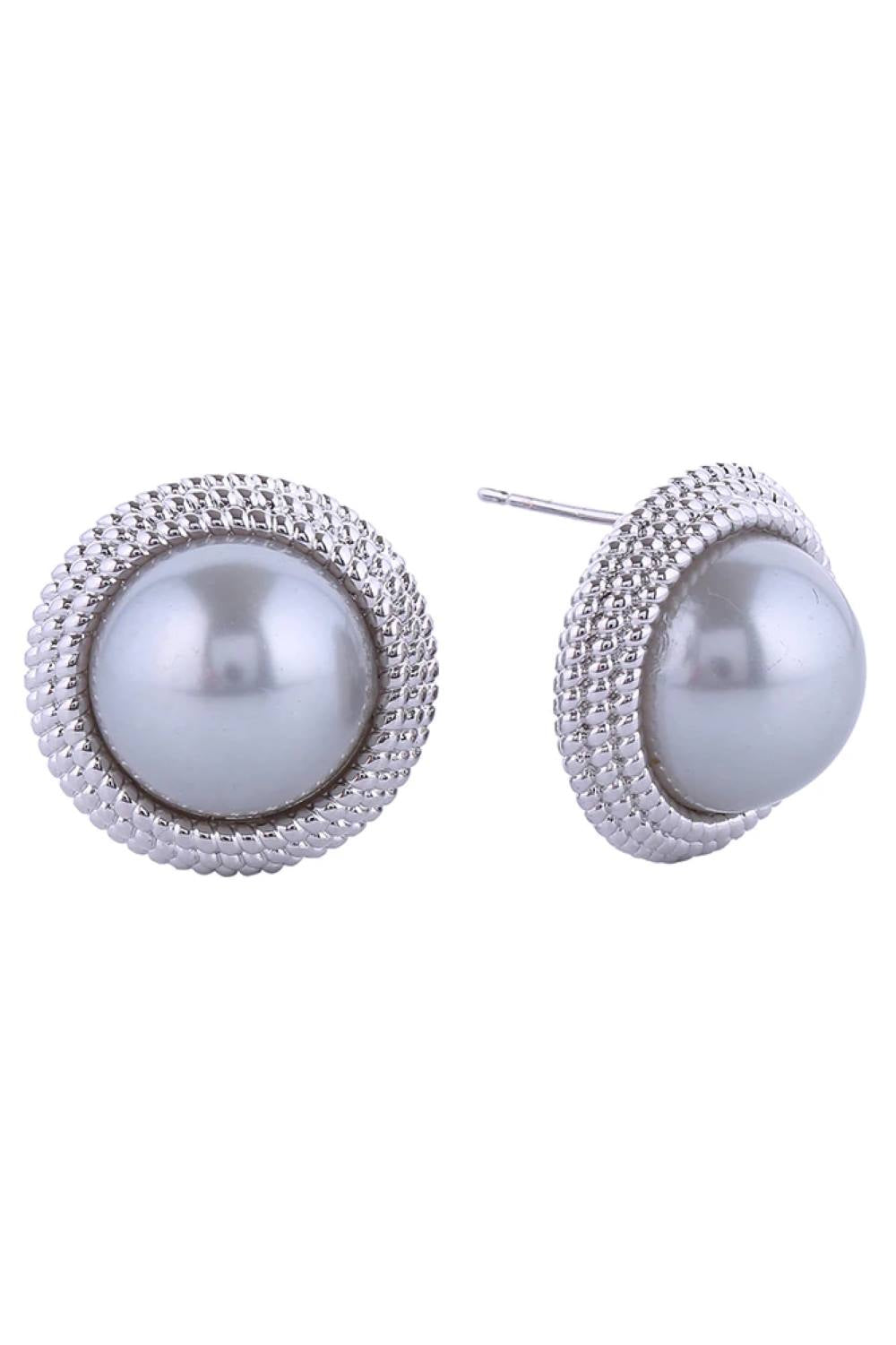 White Gold Elegant pearl button post earrings crafted in brass with a lustrous 2cm pearl face. Hypoallergenic design makes them perfect for sensitive skin, while lead and nickel compliance ensures safe, worry-free wear. The timeless pearl button style offers versatile sophistication for everyday elegance or special occasions. Classic beauty that complements any look.