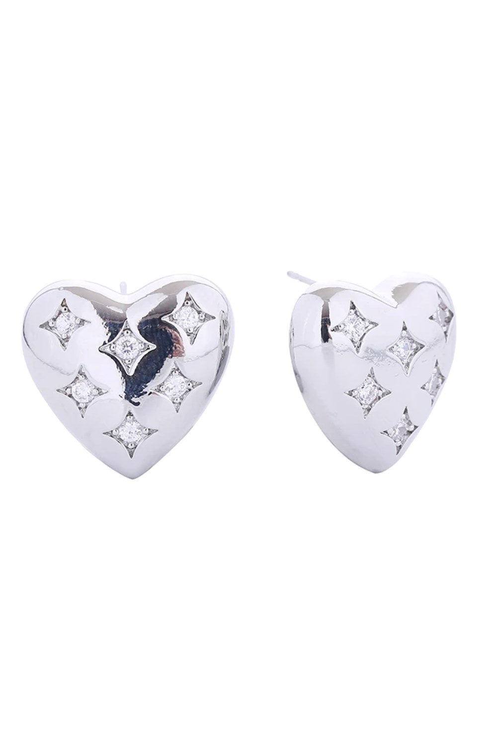 White Gold Elevate your everyday look with these charming 14K Gold/White Gold Dipped Puffy Heart Post Earrings. Crafted from quality brass and adorned with sparkling cubic zirconia, these delicate studs offer timeless elegance with a modern twist. At just 2cm, they're the perfect size for subtle sophistication. The hypoallergenic design ensures comfort for sensitive ears, while lead and nickel compliance guarantees safety and peace of mind.