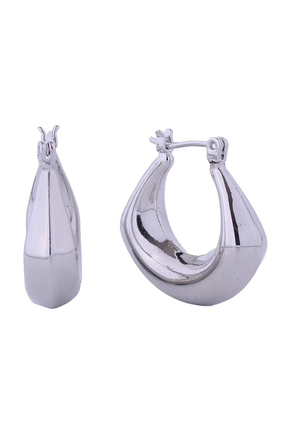 White Gold Elevate your everyday look with these stunning 14K Gold/White Gold Dipped Puffy Hoop Pincatch Earrings. Crafted from hypoallergenic brass, these beautifully textured hoops measure 2.1cm in diameter the perfect size for versatile styling. Made in Korea with meticulous attention to detail, they're lead and nickel compliant for worry-free wear.