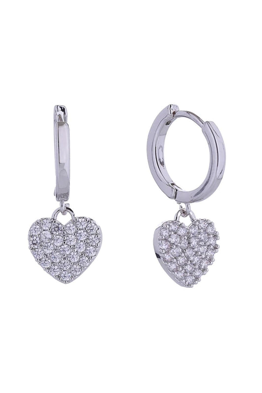 White Gold Elegant 14K gold and white gold dipped swing earrings featuring radiant heart charms that catch the light beautifully. Crafted from hypoallergenic brass with sparkling cubic zirconia accents, these delicate 1.7cm earrings are perfect for everyday wear or special occasions. Lead and nickel compliant for sensitive skin. Expertly made in Korea with attention to quality and design. A timeless piece that adds sophistication to any jewelry collection.