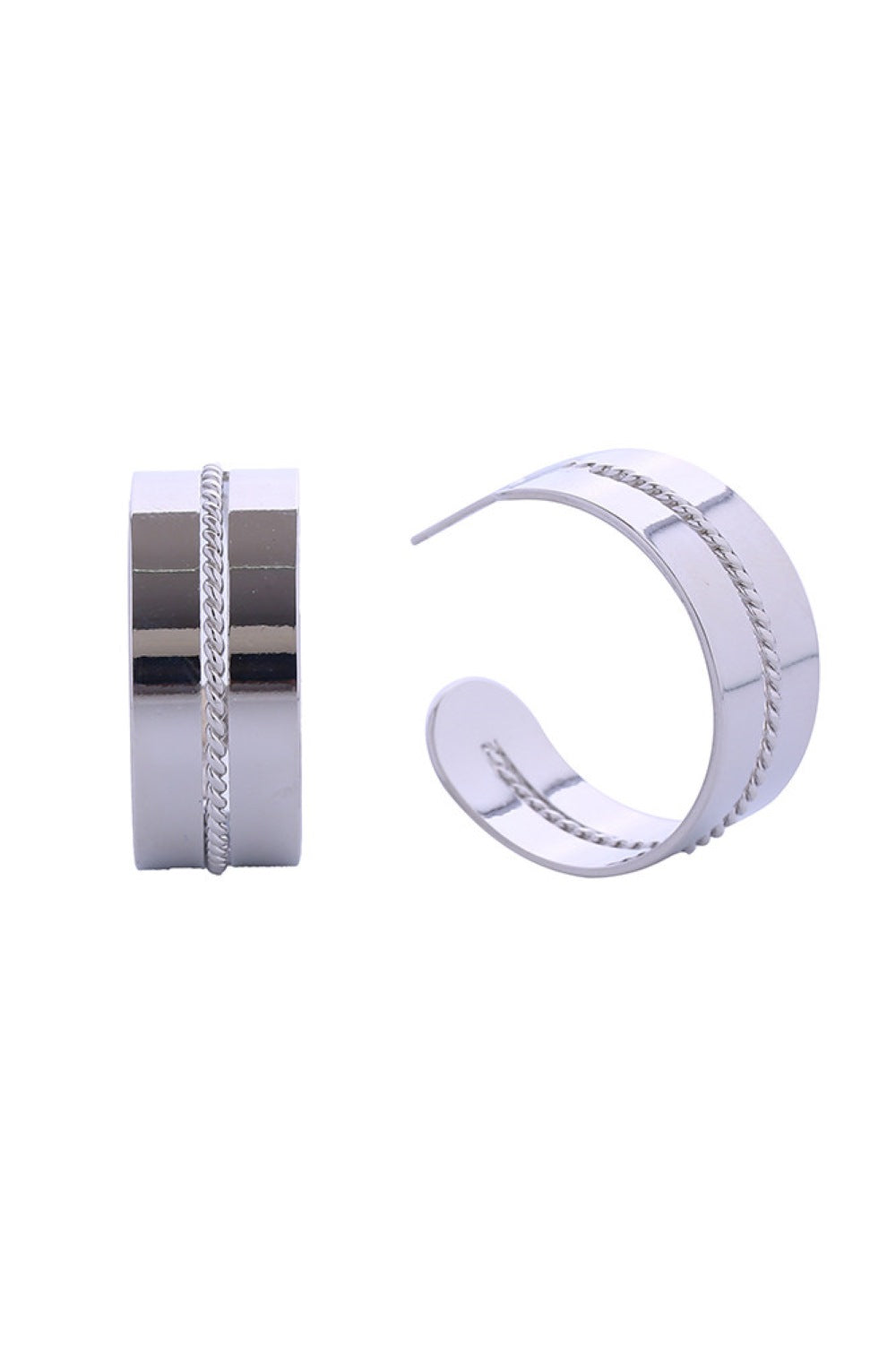 White Gold Elegant post earrings featuring a delicate rope accent design, dipped in lustrous 14K gold or white gold plating. Crafted from hypoallergenic brass, these earrings are gentle on sensitive skin and fully lead and nickel compliant for peace of mind. Measuring 2.8cm, they offer a refined, understated look perfect for everyday wear or special occasions.