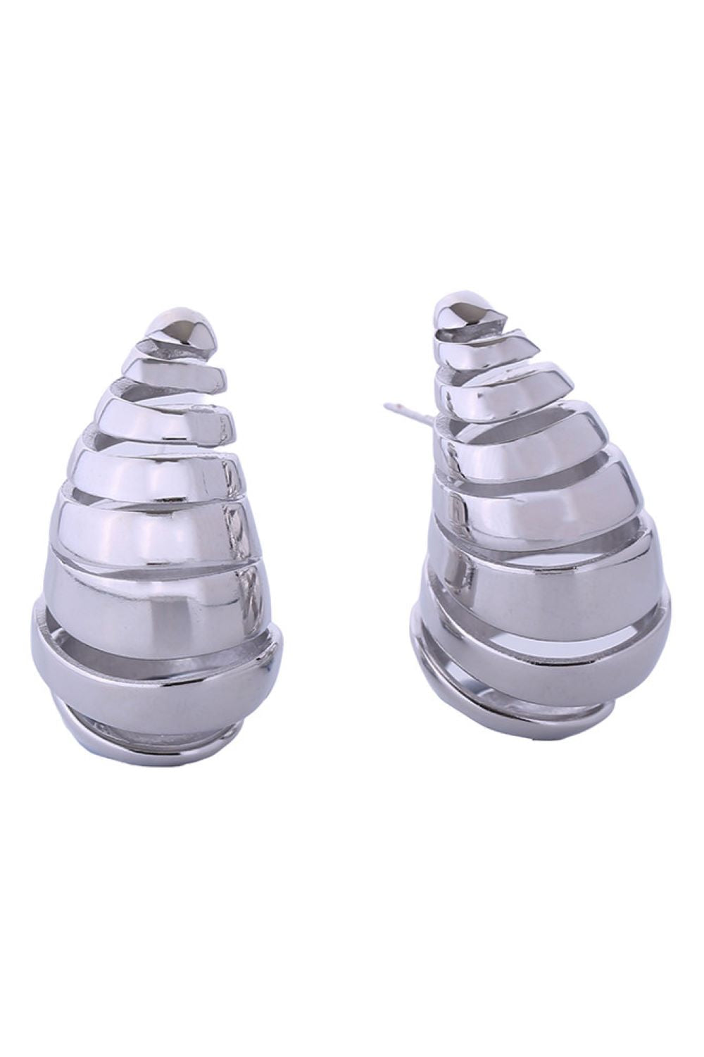 White Gold Elevate your everyday look with these stunning 14K Gold/White Gold dipped spiral hollow post earrings. Crafted from hypoallergenic brass, they're gentle on sensitive skin while delivering luxurious appeal. The intricate spiral design creates beautiful dimension, measuring 3.3cm for a balanced, wearable statement. Perfect for layering or wearing solo, they transition seamlessly from day to night.