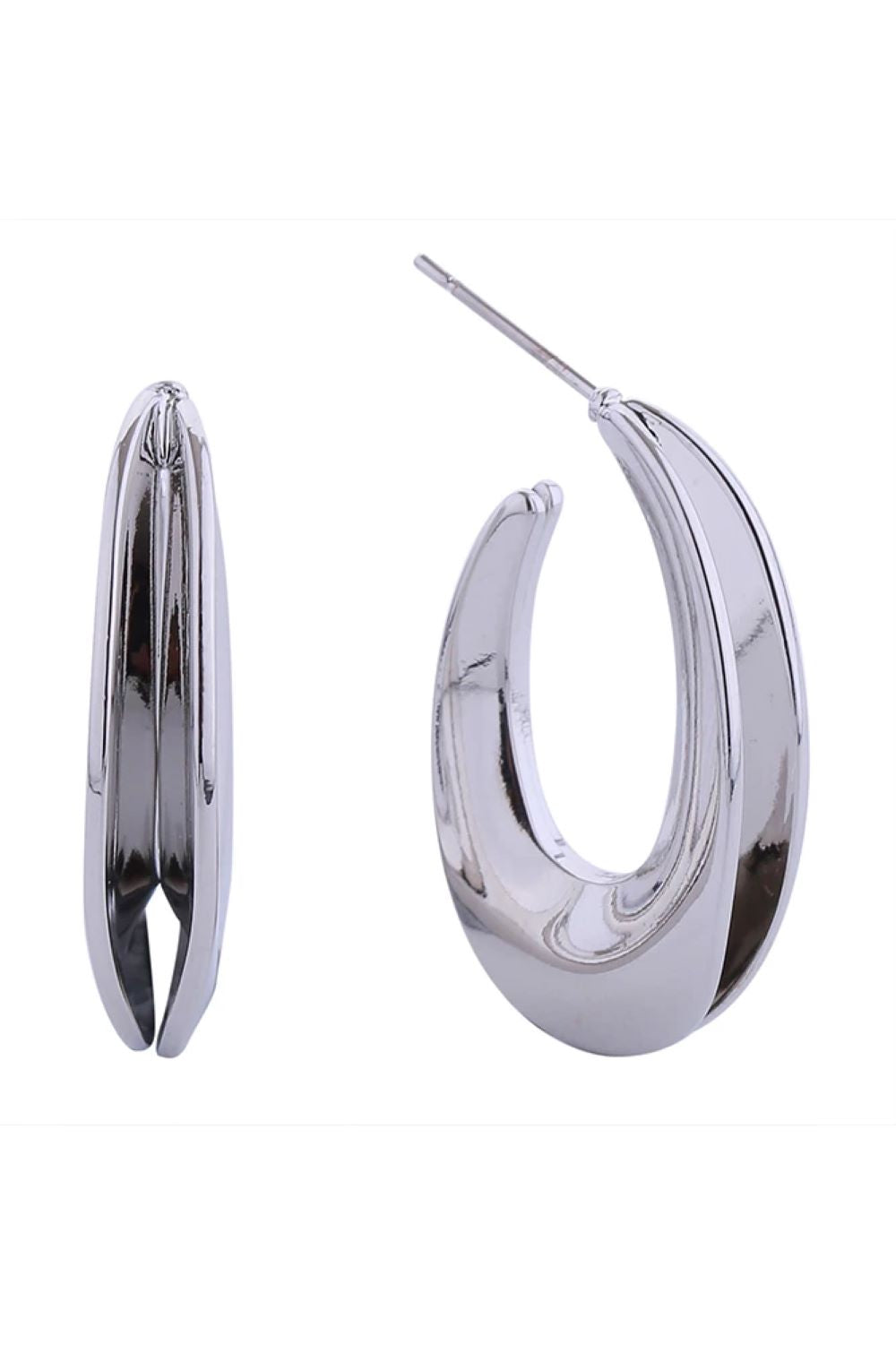 White Gold Elegant 14K split hoop post earrings featuring a modern design with a 2.7cm diameter. Crafted from hypoallergenic brass, these earrings are perfect for sensitive skin and everyday wear. Lead and nickel compliant for safety and peace of mind. The sleek split design adds contemporary style to any look, while the secure post backing ensures comfortable all-day wear.