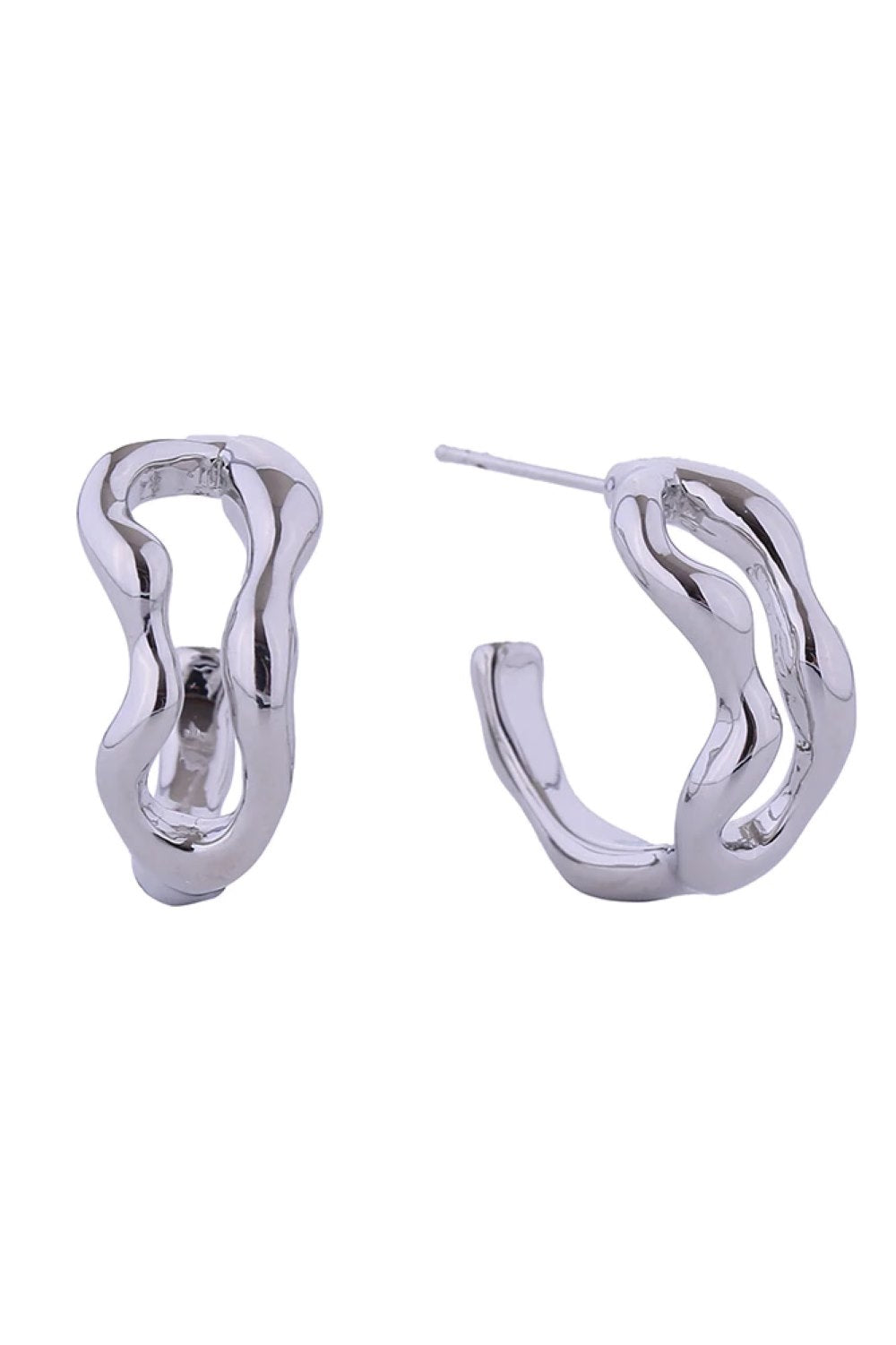 White Gold Delicate post earrings featuring a charming squiggle design, dipped in luxurious 14K gold or white gold plating. Crafted from hypoallergenic brass, these earrings are perfect for sensitive skin and everyday wear. With a comfortable 2.1cm diameter, they offer the ideal balance of visibility and subtlety. Lead and nickel compliant for peace of mind. Expertly made in Korea, these versatile pieces add a playful touch to any jewelry collection.