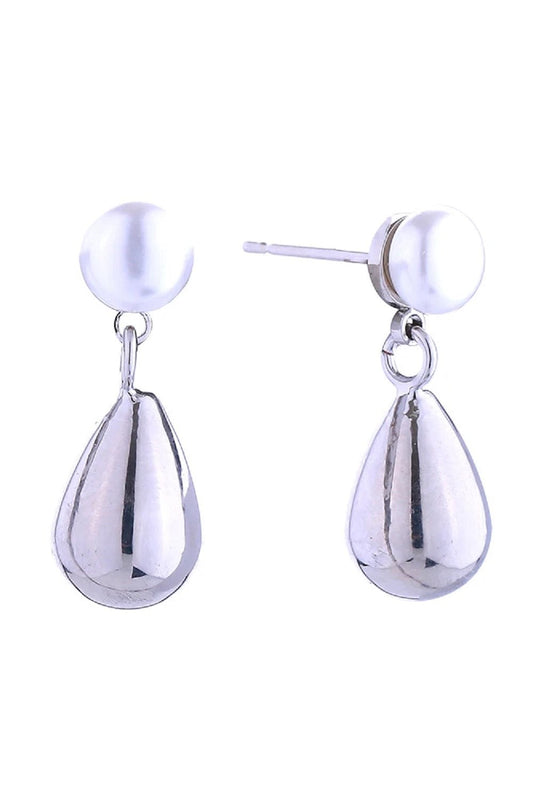 White Gold Elegant teardrop pearl earrings with a lustrous finish, dipped in 14K gold or white gold plating. Crafted from hypoallergenic brass with genuine pearls, these timeless studs are perfect for everyday wear or special occasions. Measuring 2cm in diameter, they offer a refined silhouette that complements any style. Lead and nickel compliant for safe, comfortable wear. A versatile addition to any jewelry collection.