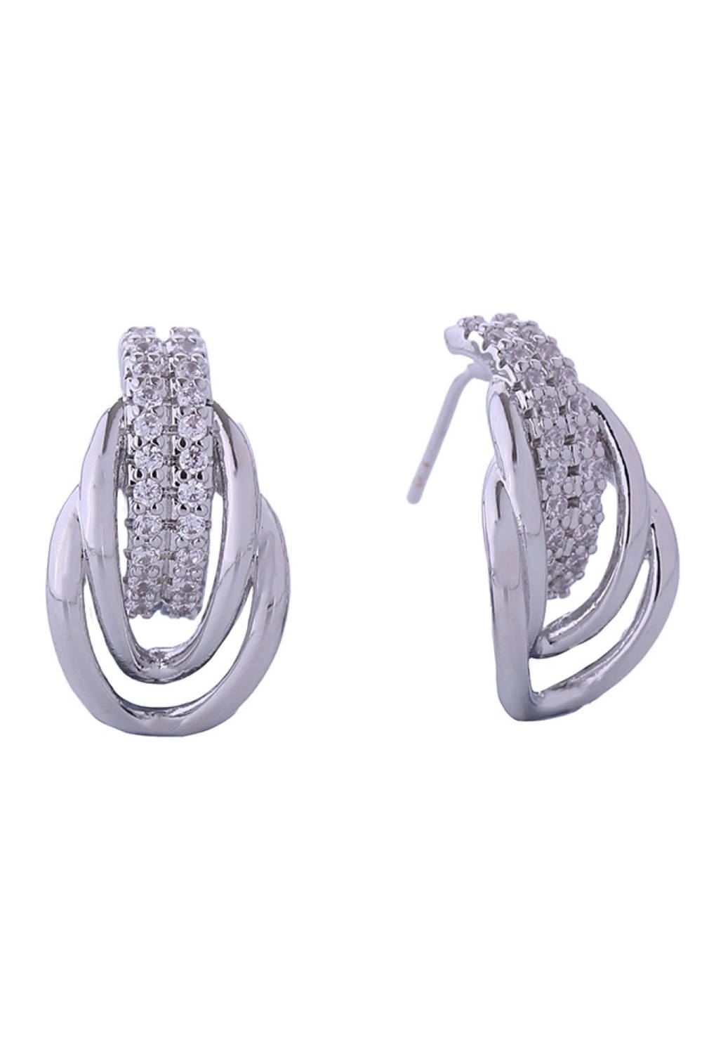 White Gold Delicate 14K gold and white gold dipped hoop post earrings featuring shimmering cubic zirconia accents. These petite 2.2cm hoops are crafted from hypoallergenic brass, making them perfect for sensitive ears. Lead and nickel compliant for safe, everyday wear. Expertly made in Korea with timeless elegance in mind.