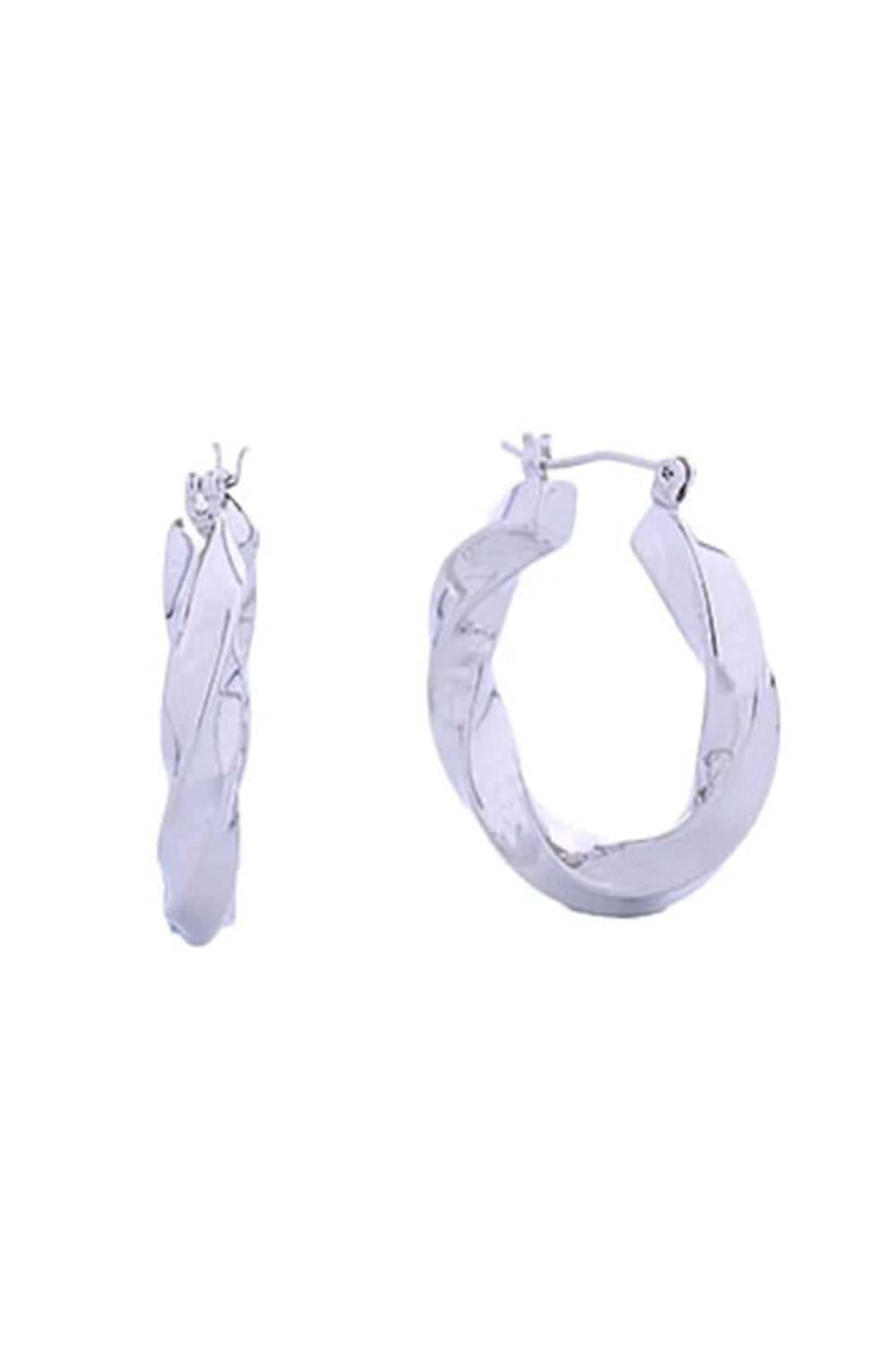 White Gold Elevate your everyday look with these stunning 14K Gold/White Gold Dipped Twisted Hoop Pincatch Earrings. Crafted from hypoallergenic brass, these beautifully twisted hoops measure 3cm in diameter the perfect size for versatile styling. Designed with sensitive skin in mind, they're lead and nickel compliant, ensuring comfort throughout the day.