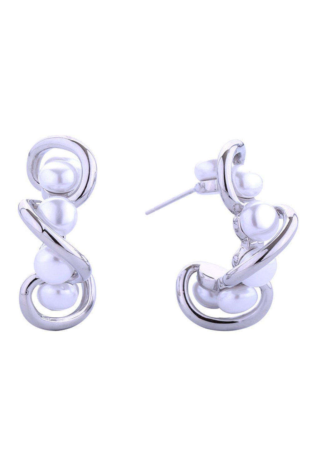 White Gold Elegant 14K gold and white dipped wavy cluster pearl post earrings that blend timeless sophistication with modern design. Each earring features a lustrous pearl nestled within a delicate wavy cluster setting, measuring 2.7cm in diameter for a graceful, statement-making presence. Crafted from hypoallergenic brass with pearl accents, these earrings are designed for sensitive skin and comply with lead and nickel regulations. The post-back closure ensures secure, comfortable wear throughout the day. 