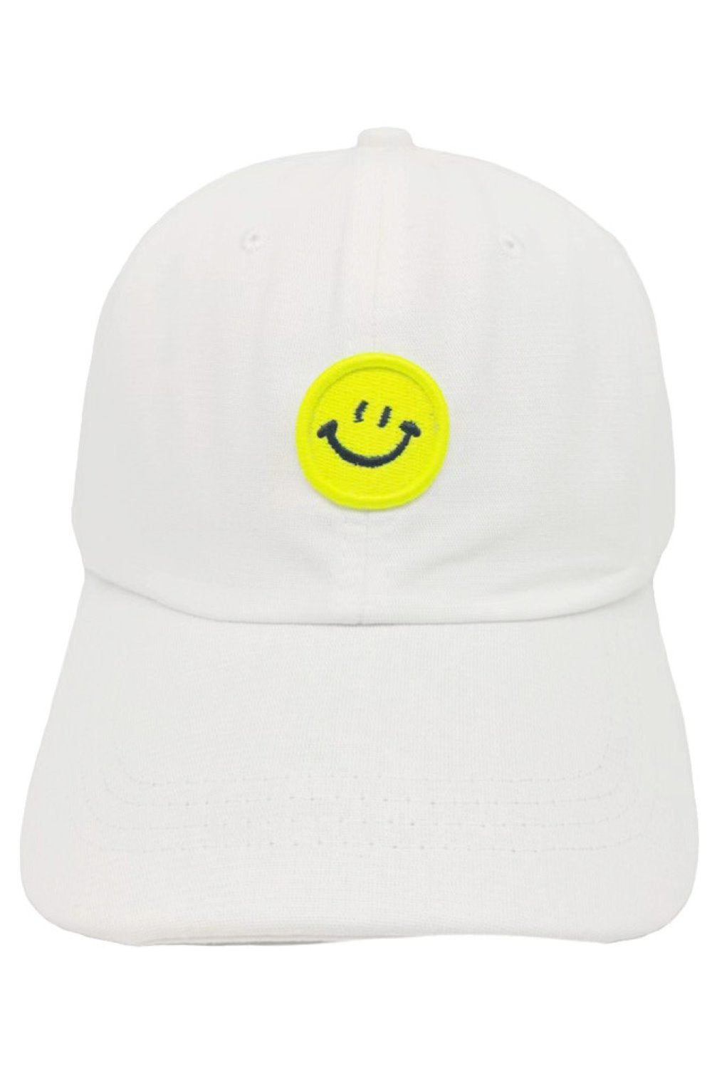 White Add a pop of positivity to your look with this Happy Face Patch Pastel Tone Baseball Cap, featuring soft, soothing colors and a cheerful embroidered smiley patch. Lightweight and easy to style, it’s perfect for casual days, outdoor fun, and adding a playful touch to everyday outfits.