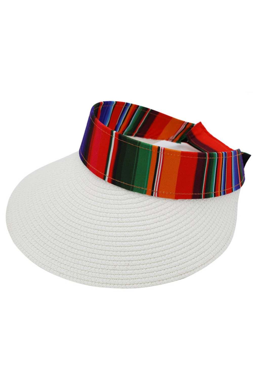 White Stay cool and stylish with this Serape Visor Hat, crafted from a breathable blend of 90% paper and 10% polyester. The lightweight paper construction provides exceptional comfort during warm weather, while the polyester adds durability for everyday wear. Perfect for beach days, outdoor adventures, or casual outings, this visor keeps the sun at bay without the weight.