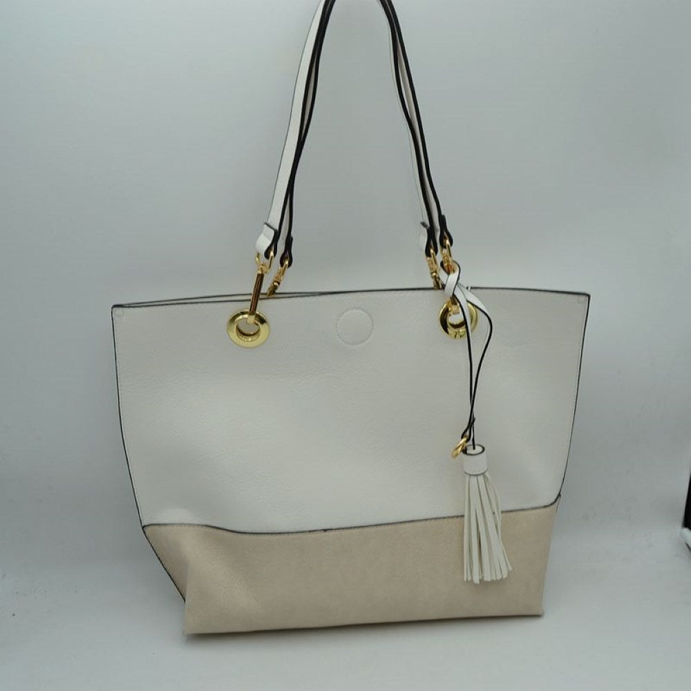 White Kelli 2n1 Vegan Tote Handbag Pouch Faux Leather Tote Bag Inside Crossbody Pouch, Best Seller Tote, Handbag has plenty of room to fit all your items, available in a few colors. Handbag also comes with a removable insert bag that doubles as lining to the bag, or can be removed and worn as a crossbody bag.&nbsp;This 2 in 1 tote bag is just what the boss lady needs.