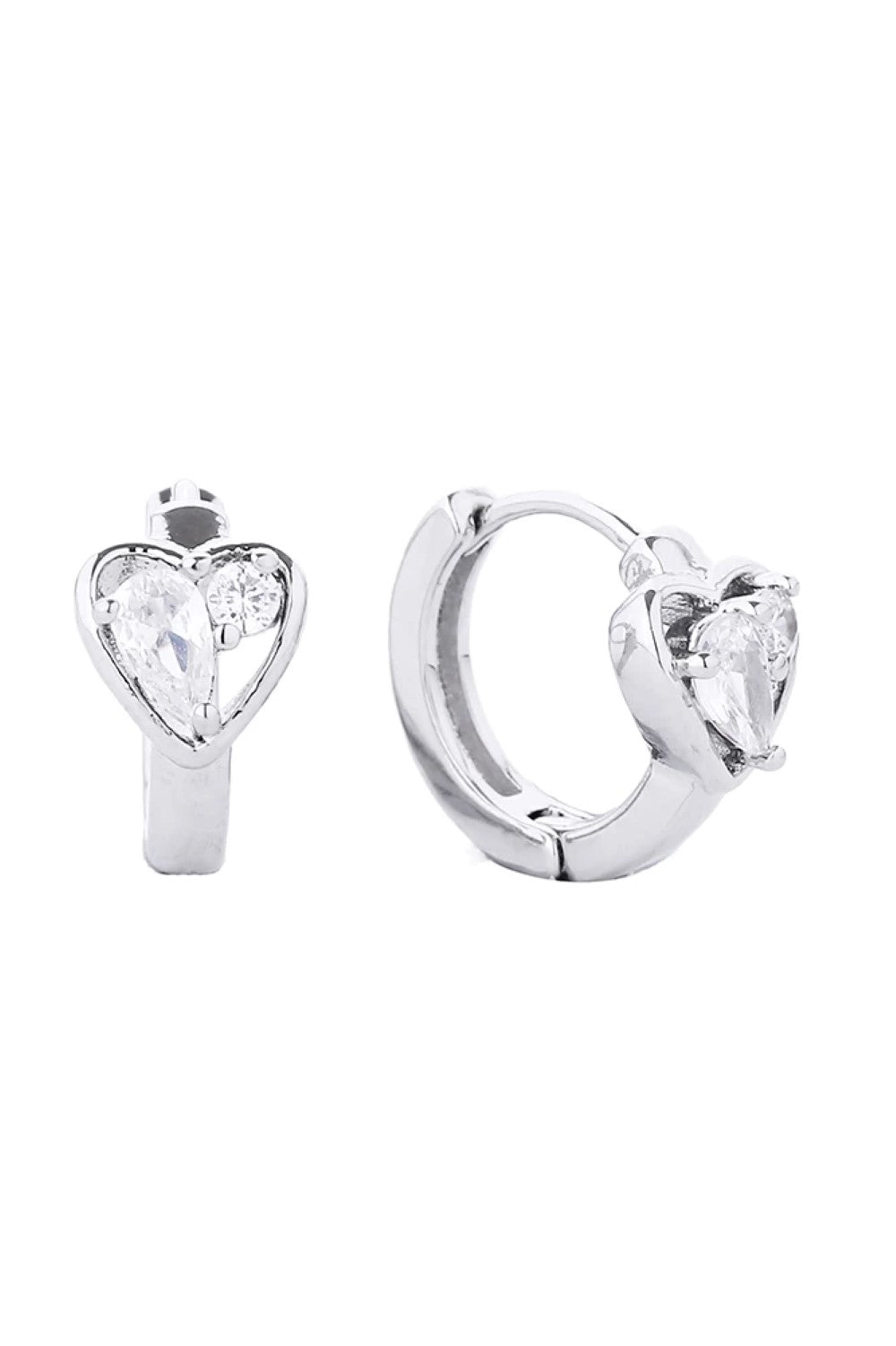 White Gold Elegant huggie hoops crafted with 14K gold and white gold dipping for a luxurious finish. Features sparkling cubic zirconia pavé detailing that catches light beautifully. Made from hypoallergenic brass, perfect for sensitive ears. Compact 2.11cm diameter sits snugly against the earlobe for a refined, understated look. Lead and nickel compliant for safe, everyday wear. A versatile essential that transitions seamlessly from casual to formal occasions.