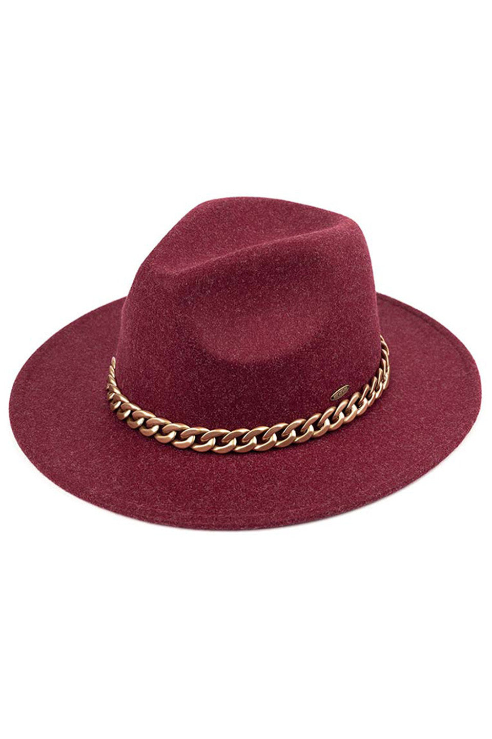 Wine C.C Vegan Felt Heathercolor Panama hat exemplifies sustainable luxury with its premium cruelty-free construction. The distinctive heathered coloration creates subtle depth, while the classic Panama silhouette delivers timeless sophistication. Meticulously crafted for structural integrity and comfort, this ethical accessory seamlessly transitions between casual and formal occasions while maintaining its refined aesthetic. 