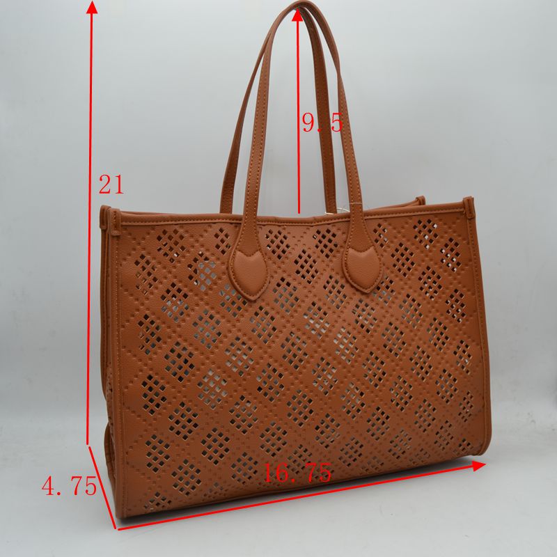 Midnight Perforated Lattice Tote – Elegant Laser-Cut Shoulder Bag - Tote Bag