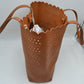 Laser-Cut Perforated Tote Bag with Scalloped Top Edge and Integrated Shoulder Straps - Tote Bag