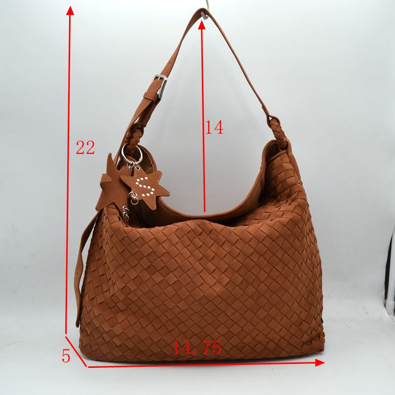 Woven Hobo Shoulder Bag with Adjustable Strap and Star Charm - Shoulder Bag