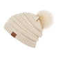 C.C Solid Ribbed Hat With Matching Faux Fur Pom