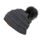C.C Solid Ribbed Hat With Matching Faux Fur Pom