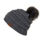 C.C Solid Ribbed Hat With Matching Faux Fur Pom