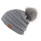 C.C Solid Ribbed Hat With Matching Faux Fur Pom