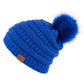 C.C Solid Ribbed Hat With Matching Faux Fur Pom