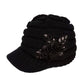 C.C Ribbed Knitted Brim Beanie Hat With Flower Embellishment