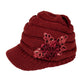 C.C Ribbed Knitted Brim Beanie Hat With Flower Embellishment