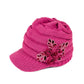 C.C Ribbed Knitted Brim Beanie Hat With Flower Embellishment