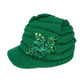 C.C Ribbed Knitted Brim Beanie Hat With Flower Embellishment