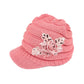 C.C Ribbed Knitted Brim Beanie Hat With Flower Embellishment