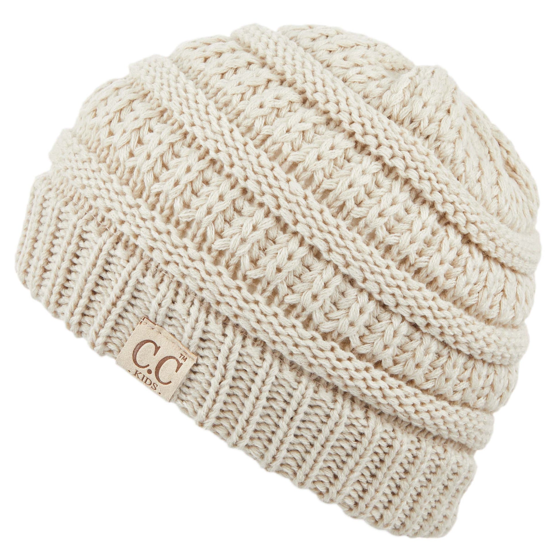 C.C Solid Knit Kids Beanie - Beige - Kid’S Beanies