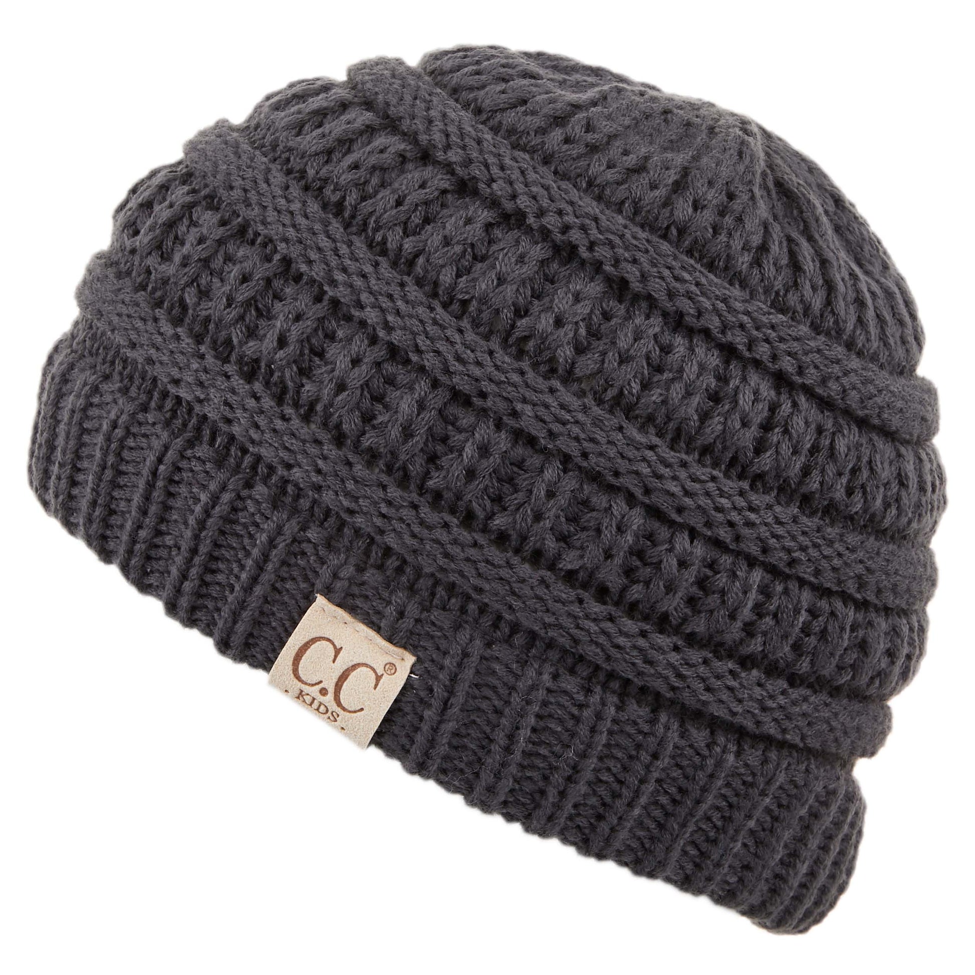 C.C Solid Knit Kids Beanie - Dk. Mel Grey - Kid’S Beanies