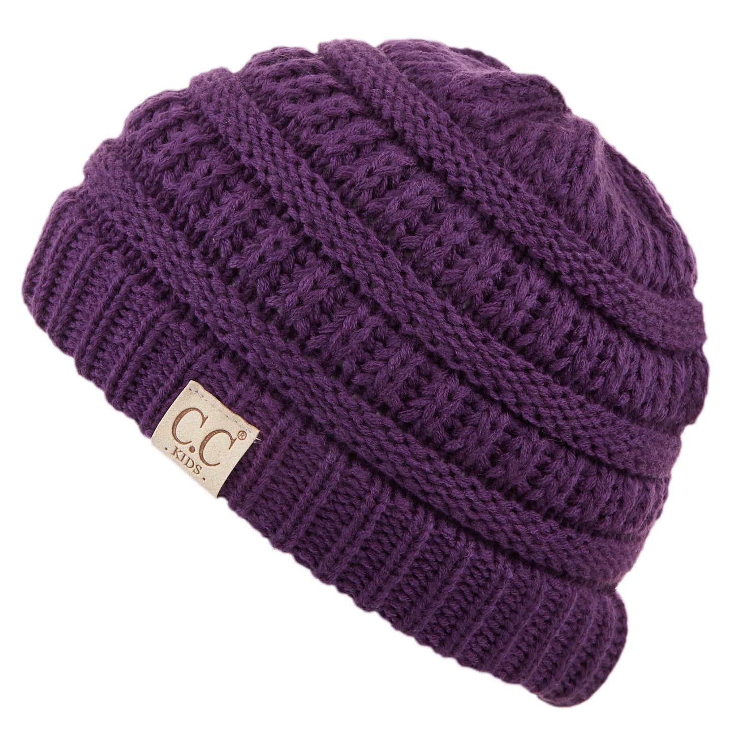 C.C Solid Knit Kids Beanie - Purple - Kid’S Beanies