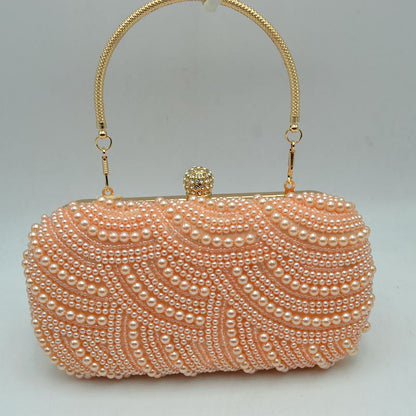 Embellished Evening Clutch Bag with Top Handle - Pink - Clutch Bags