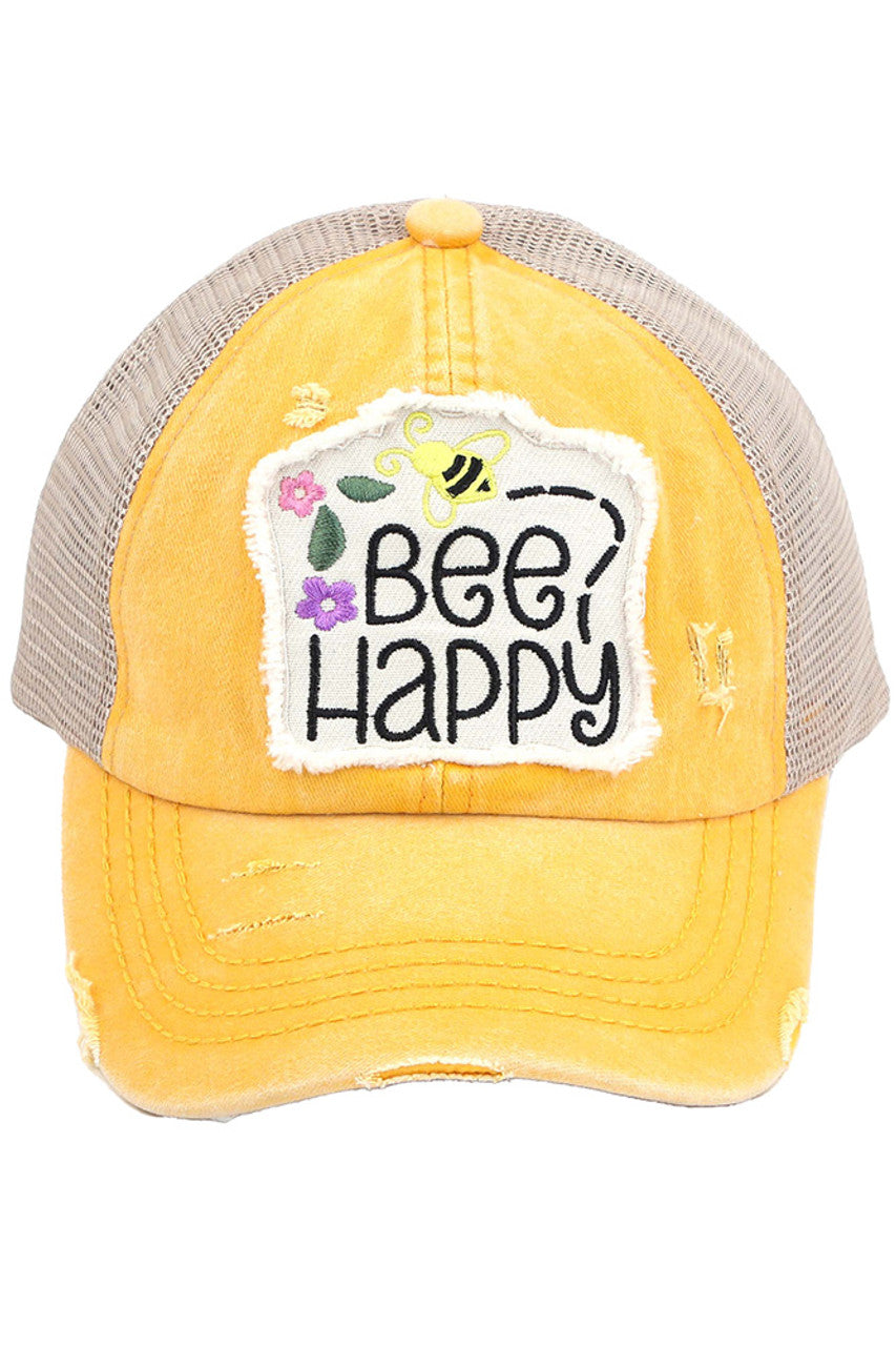 C.C BEE HAPPY PATCH VINTAGE PONY CAP - Yellow - Pony Cap