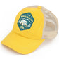 Yellow C.C WHEREVER I LAY MY HEAD IS HOME PATCH PONY CAP is the perfect accessory for any outdoor adventure. Made with high-quality materials, this cap features a unique "home patch" design, providing comfort and sun protection. This stylish and practical pony cap shows off your love for the great outdoors.