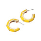 Enamel Bamboo Hoop Earrings - Yellow - Earrings