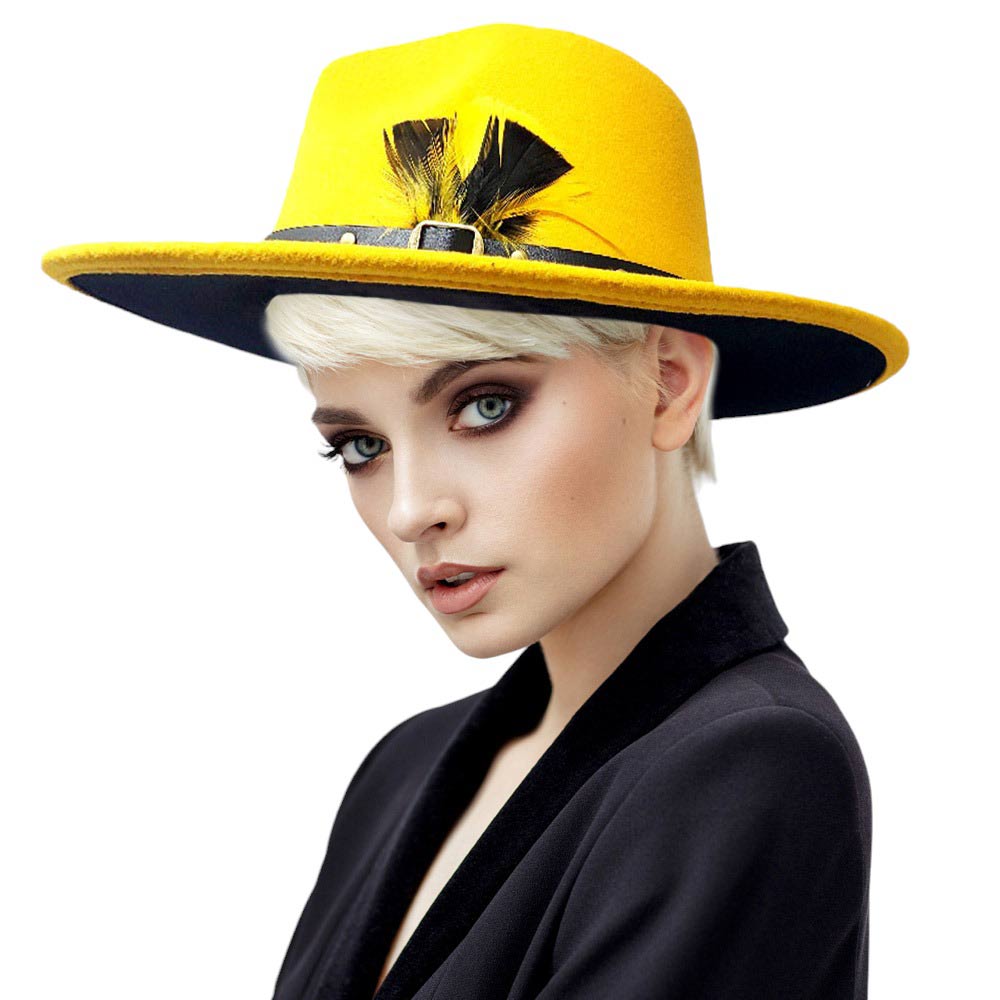 Yellow Feather Pointed Fedora Panama Hat, is perfect for warm weather. Its pointed top design and feather detail add a touch of class to any outfit. The lightweight construction ensures total comfort and breathability. Keep your style fresh, A classic gift to travelers or fashion-forwarded friends and family members.