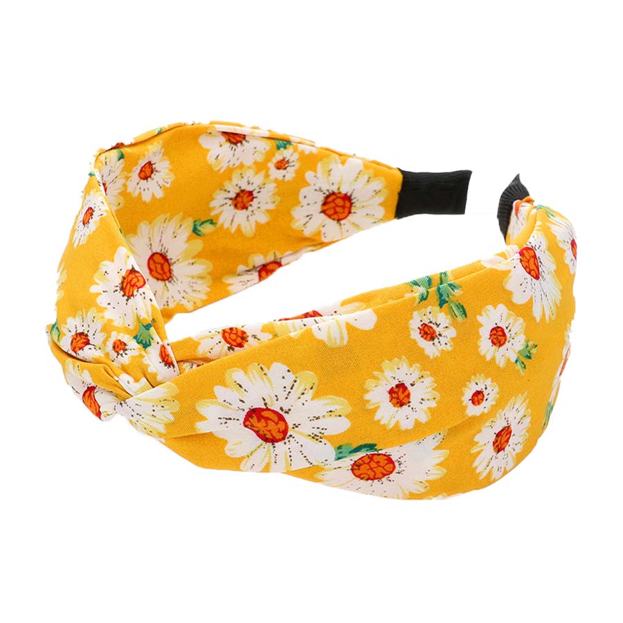 Yellow Flower Patterned Twisted Headband, create a natural & beautiful look while perfectly matching your color with the easy-to-use flower-patterned twisted headband. Perfect for everyday wear, special occasions, outdoor festivals, and more. Awesome gift idea for your loved one or yourself.