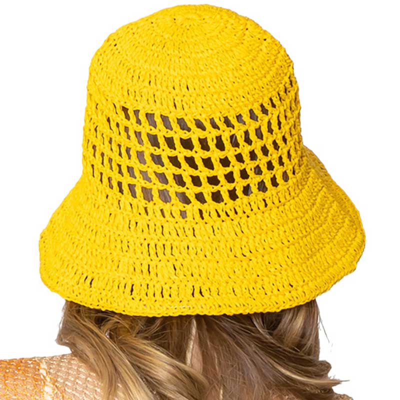 Yellow Open Weave Solid Straw Bucket Hat - the perfect accessory for sunny days! Made with an open weave design, this hat keeps you cool while shielding you from the sun. Plus, the solid color adds a touch of sophistication to any outfit. Stay stylish and protected with our bucket hat!