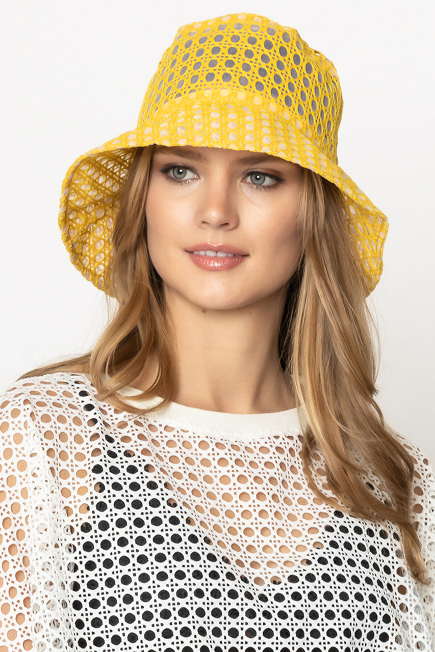 Yellow Solid Mesh Bucket Hat features a structured design with enhanced breathability for optimal comfort. The durable, solid-colour construction provides effective sun protection while allowing air circulation to prevent heat buildup. Engineered with reinforced stitching for longevity, it maintains its shape through repeated wear, making it an essential accessory for outdoor enthusiasts and fashion-conscious individuals alike.