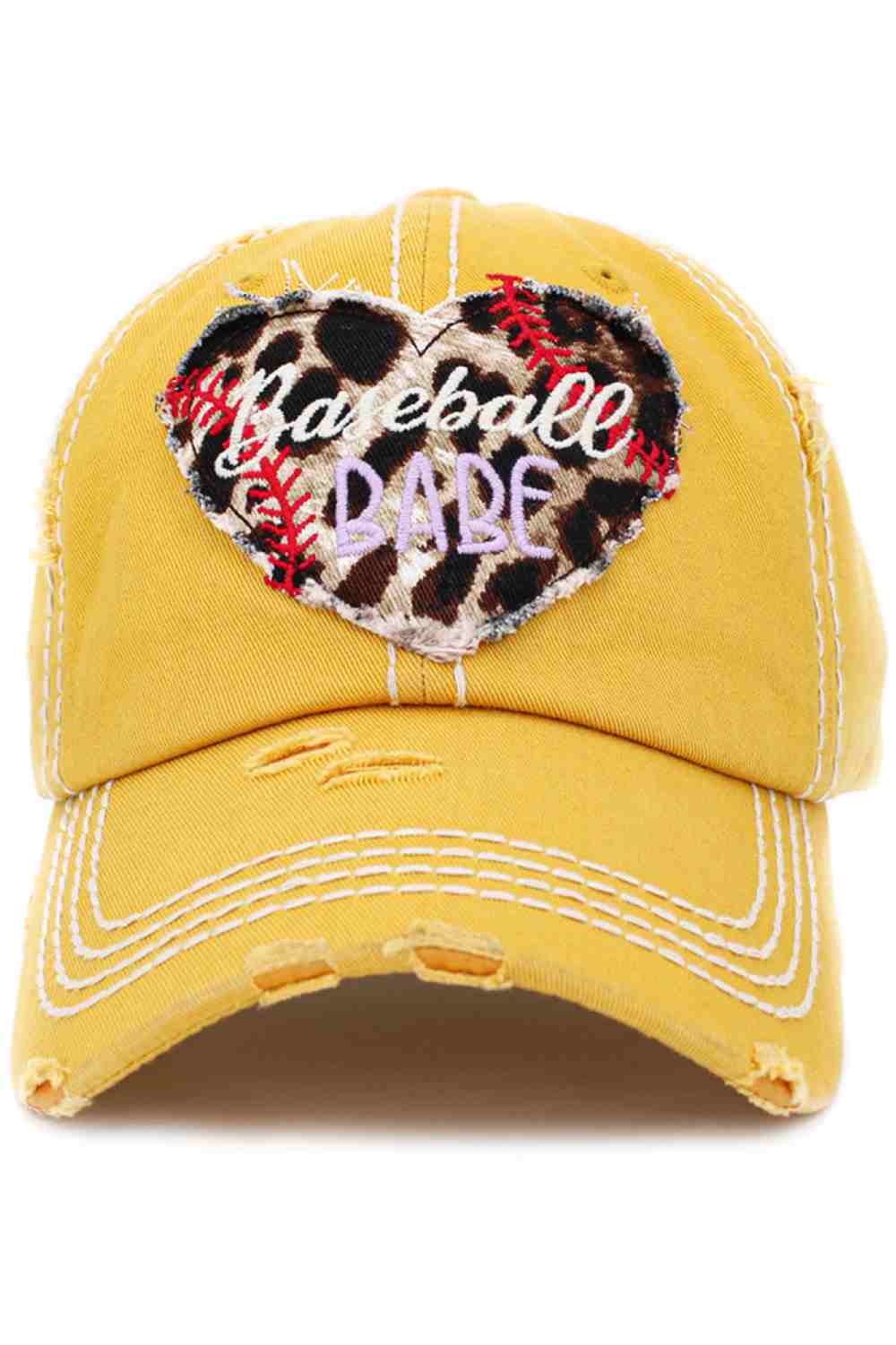 Yellow Bring sporty charm to your everyday look with the Baseball Babe vintage baseball cap, featuring a classic distressed finish and playful embroidered design. Comfortable and adjustable for all-day wear, this casual cap is perfect for game days, errands, or relaxed weekend outings.