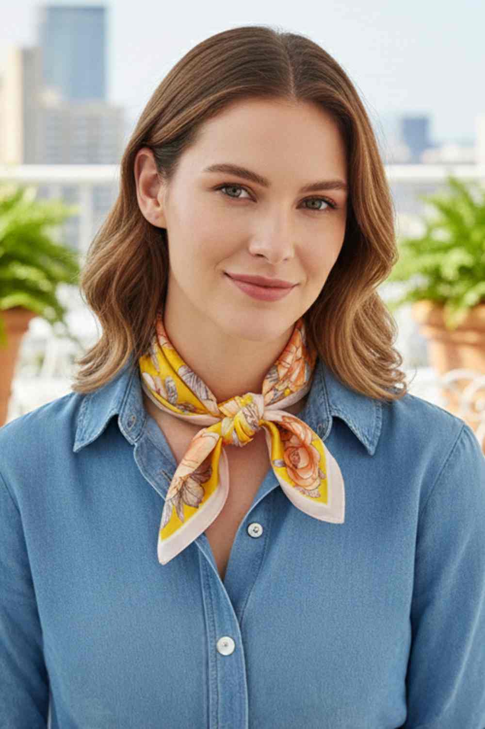 Yellow Elevate your accessory collection with this elegant rose floral print bandana scarf. Crafted from 100% lightweight polyester, it drapes beautifully and feels silky soft against your skin. The generous 27.5" x 27.5" square design offers versatile styling options wear it as a headscarf, neck wrap, or tie it to your bag for a pop of color. Perfect for any season, this timeless floral pattern adds sophistication to casual and dressed-up looks alike.
