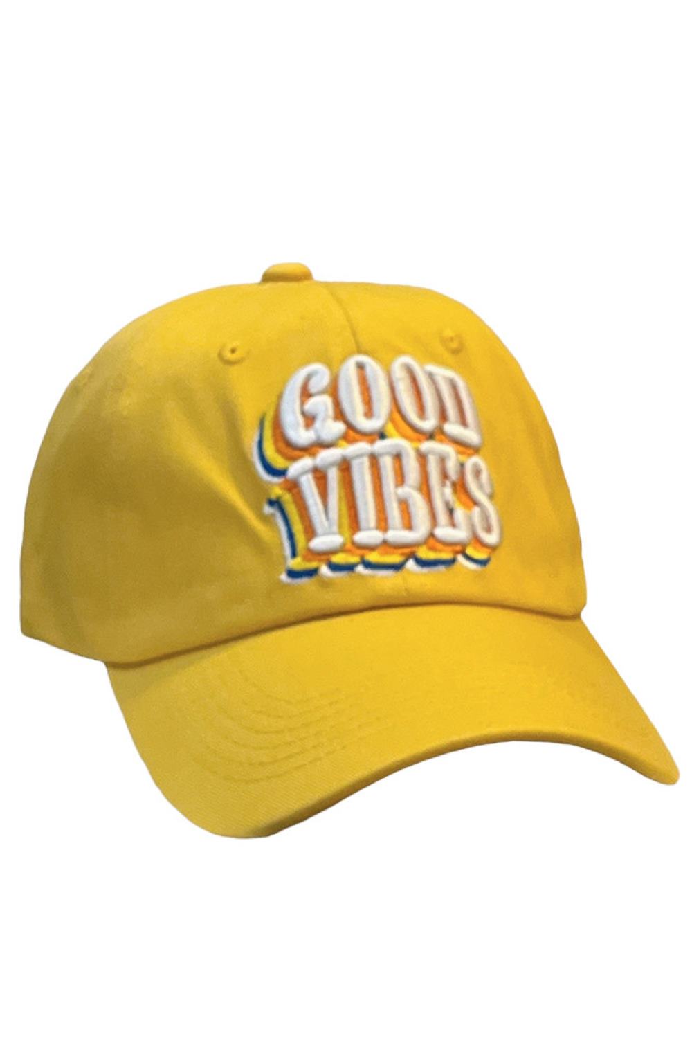Yellow Spread positive energy wherever you go with this GOOD VIBES Baseball Cap, designed to add a cheerful, laid-back touch to your outfit. Featuring a classic curved brim and comfortable fit, it’s perfect for everyday wear and effortless style.